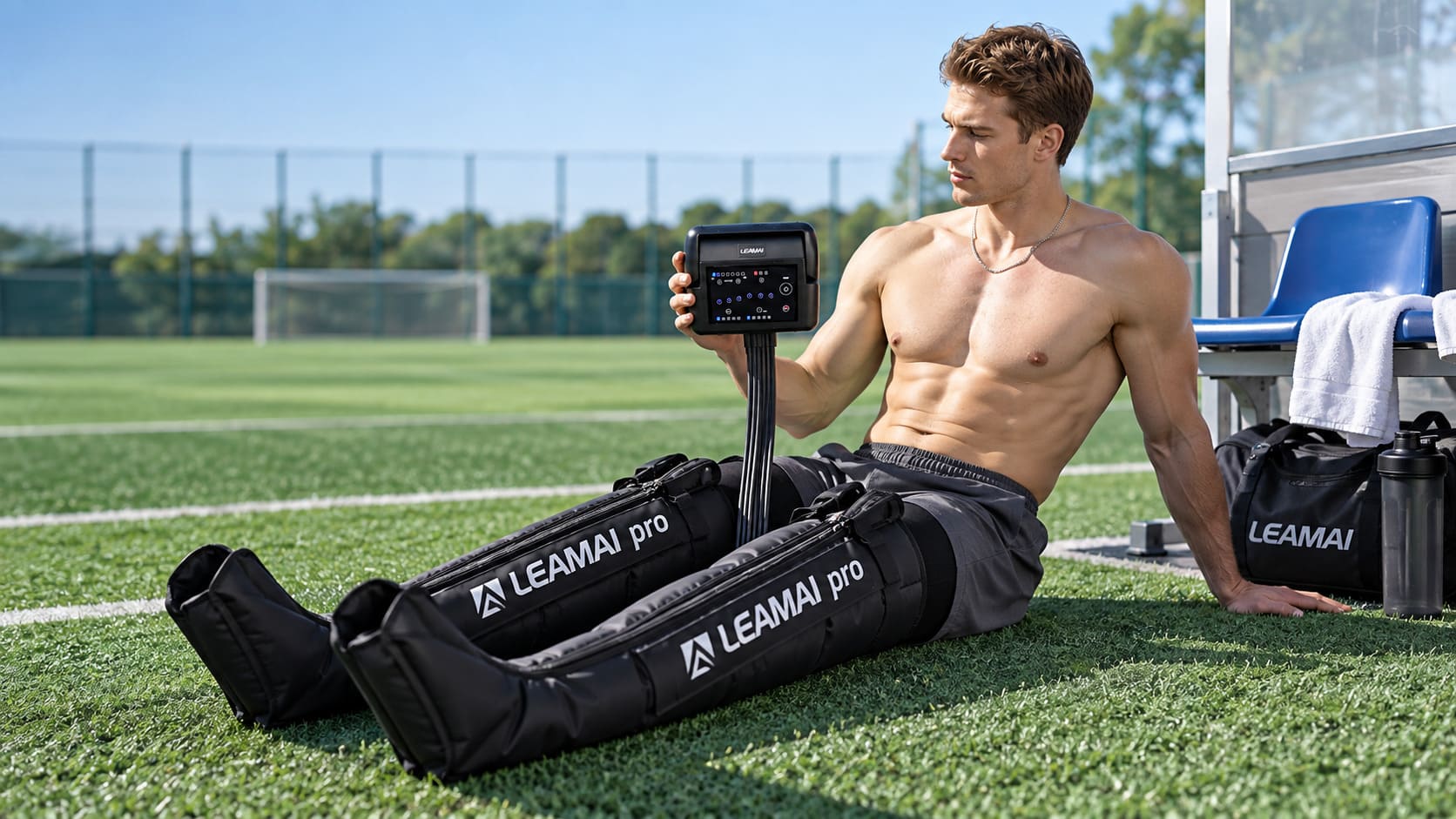 Runner using compression boots after marathon training benefits of compression boots for marathon runners after long-distance training