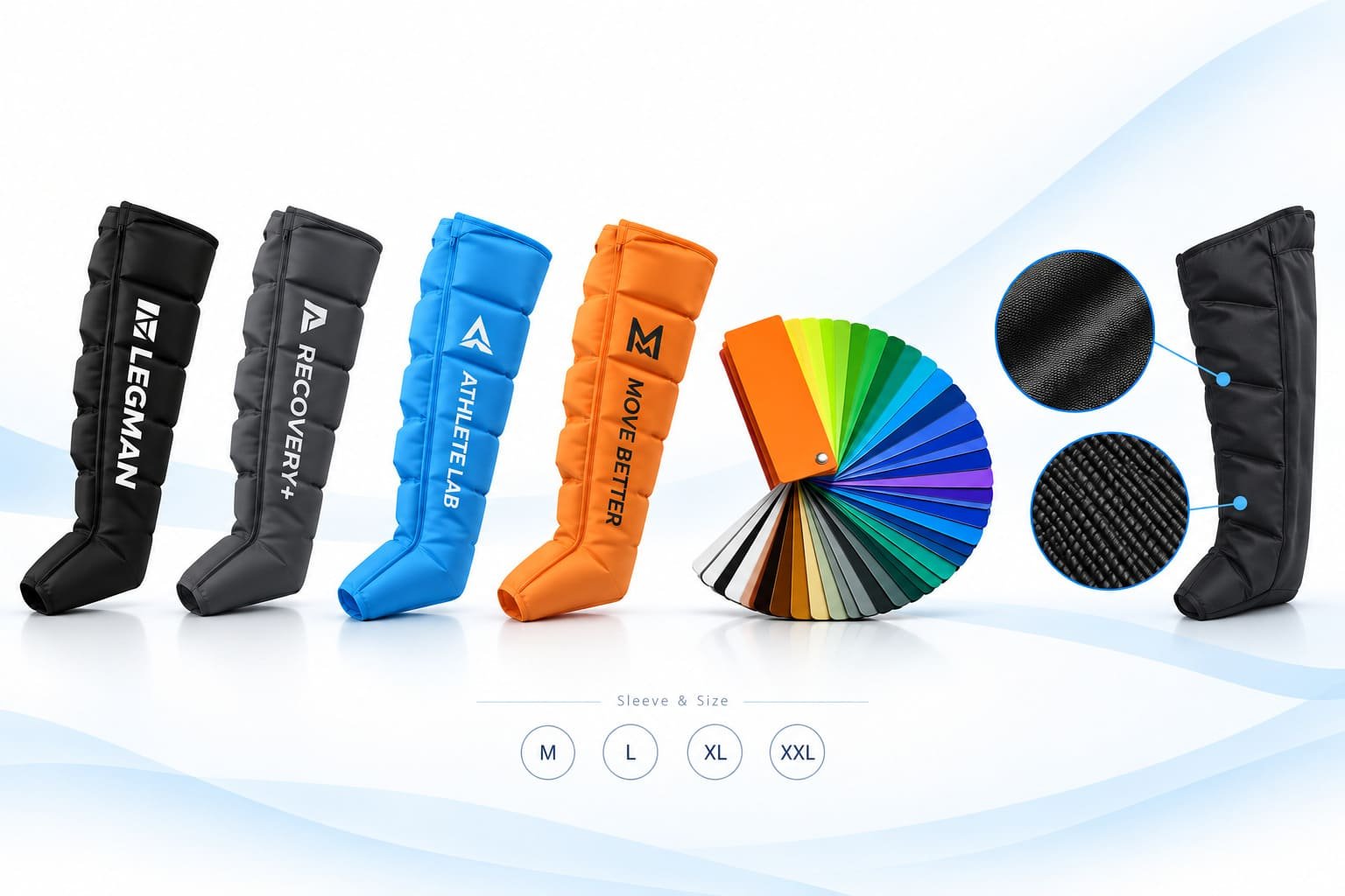 Custom logo fabric and color options for compression recovery boots